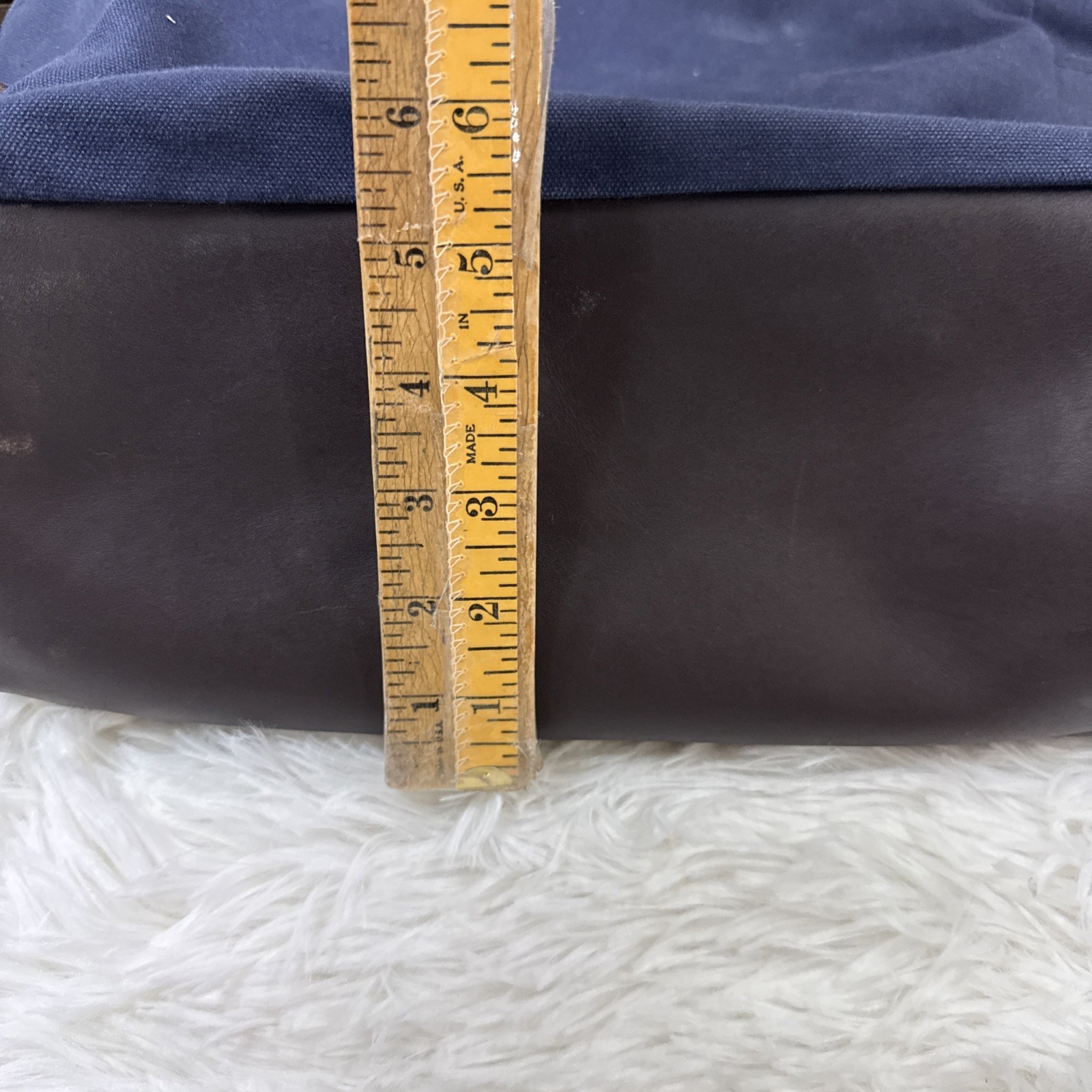 Esperos Soho Rolltop Backpack Navy Canvas Leather Straps USA Made Laptop Bag