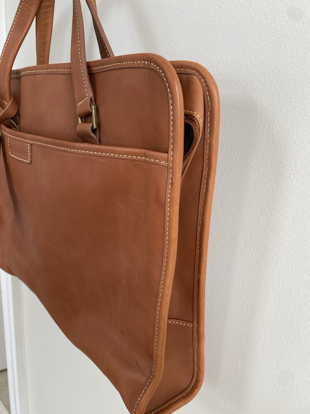 Hartmann Cognac Leather Softshell Briefcase