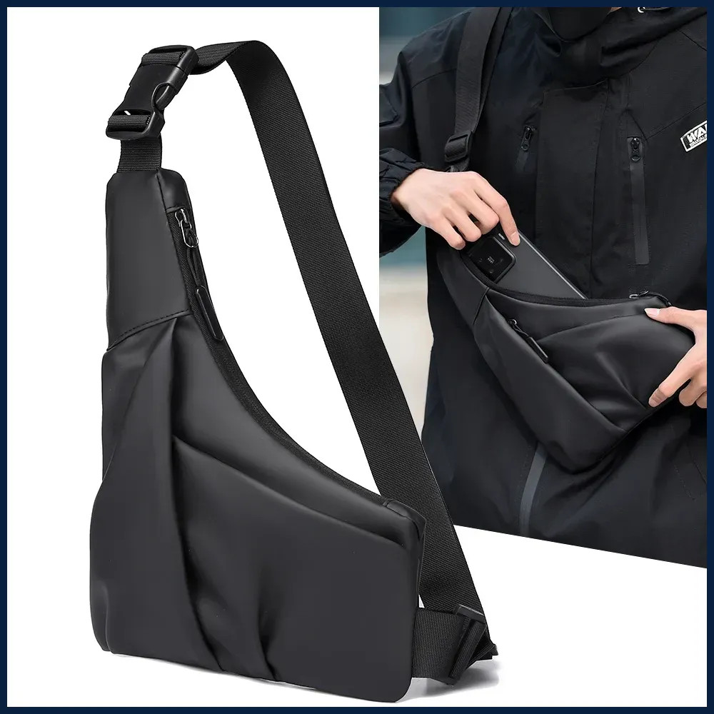 Men’s Crossbody Shoulder Bag Multifunctional High Quality Solid Color Messenger
