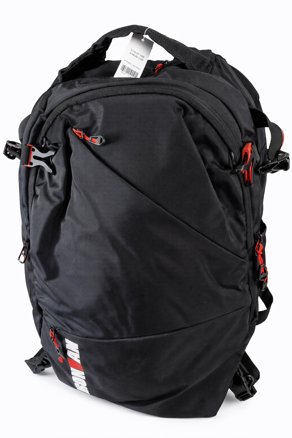 IRONMAN Black & Red Backpack Zip Closure Adjustable Padded Strap Sports