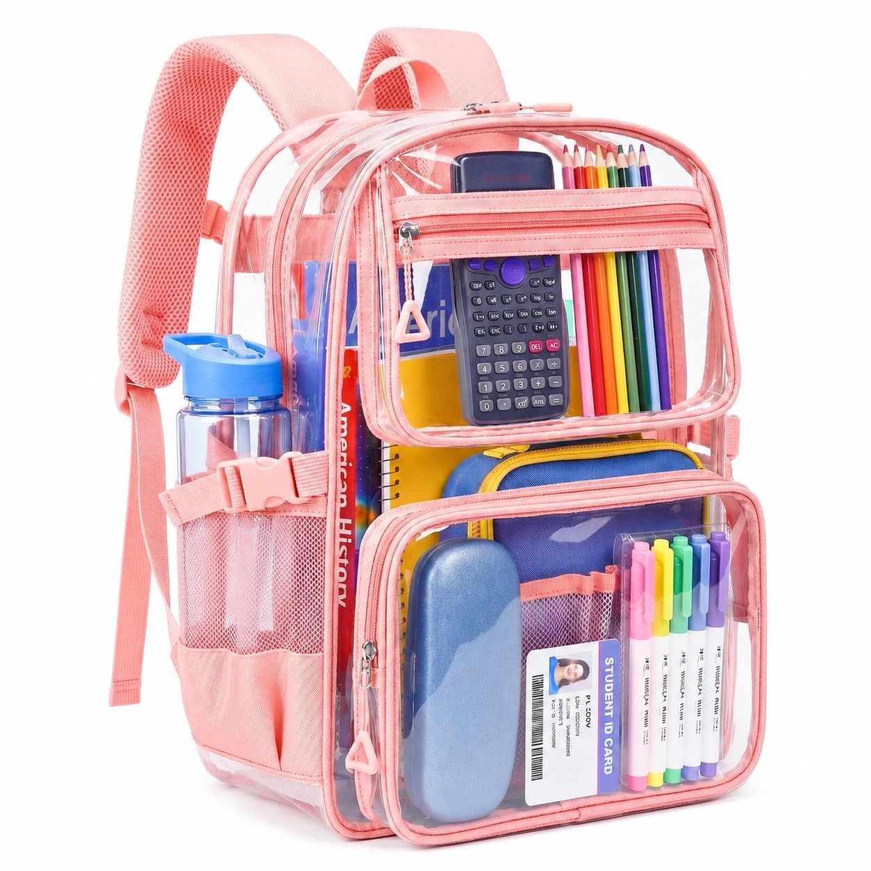 Clear Backpack 16″ X 12″ X 5.5″ Large Capacity PVC Transparent Bookbag – Ideal