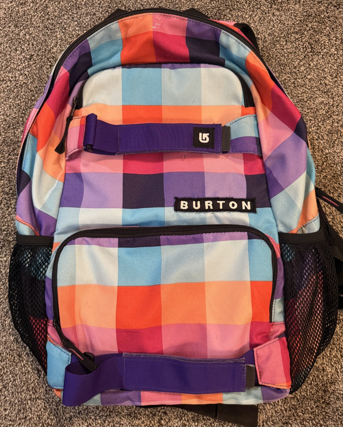 Burton Backpack Plaid Multicolor Skate School Laptop Bag Skateboard Straps