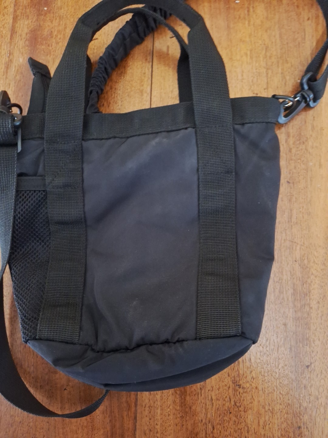 ADIDAS Small Black Crossbody Bucket Bag. 6x8x11″. 3 Stripes