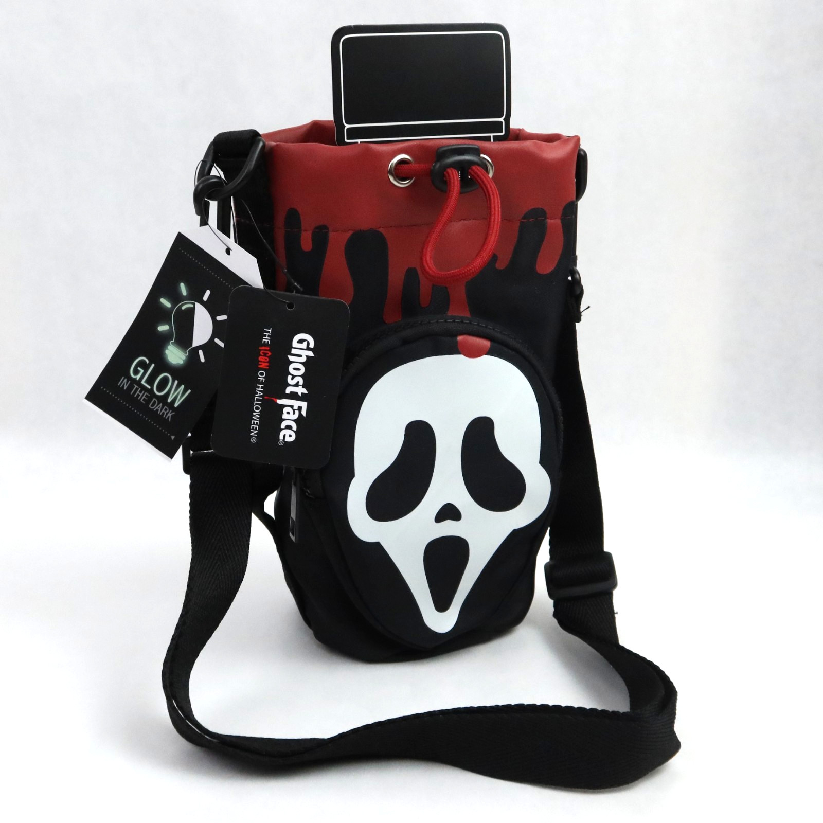Scream Ghost Face Mask Water Bottle Sling Bag Glow in the Dark Pocket Blood