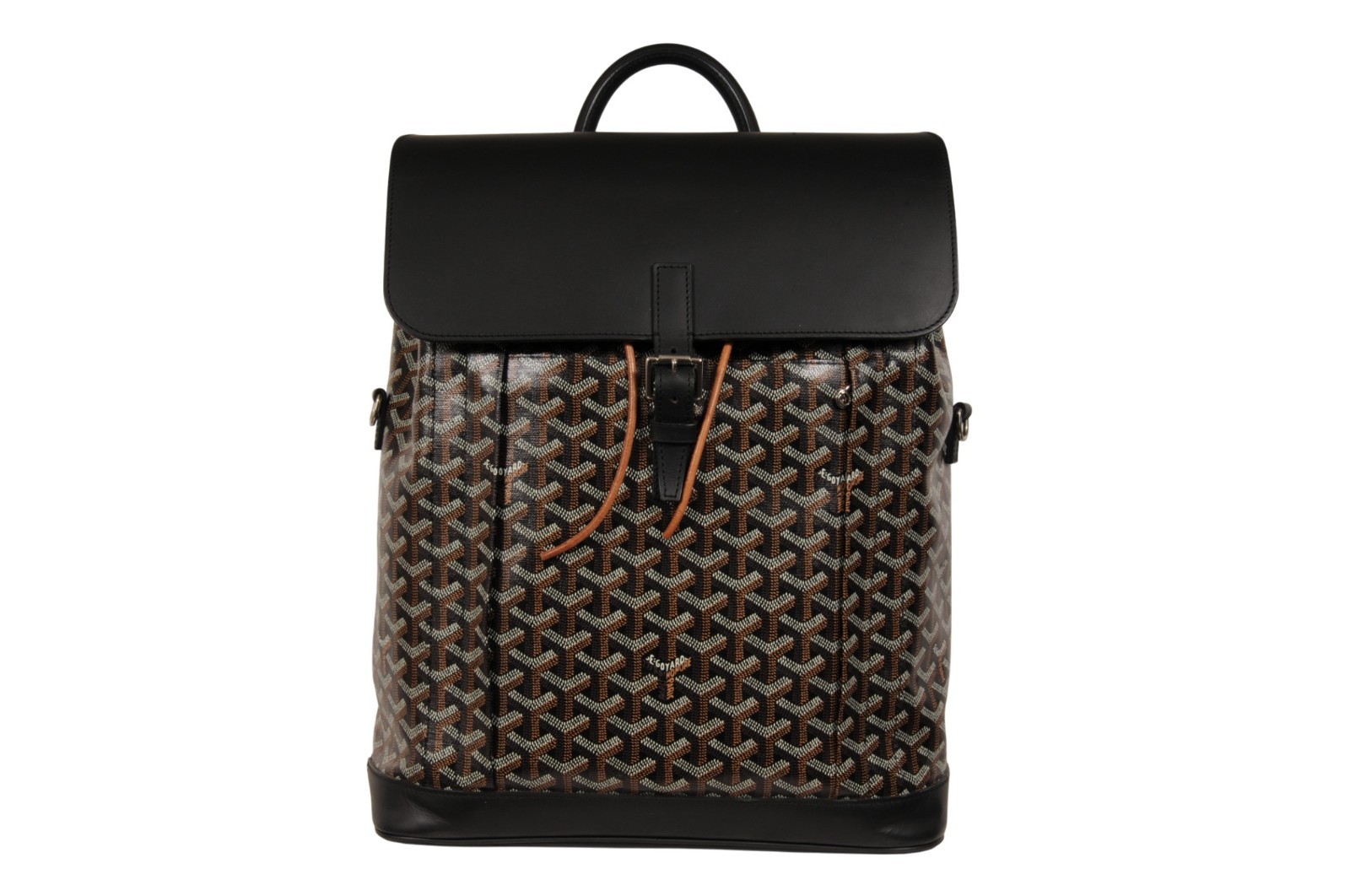 Goyard Alpin MM Backpack Black Leather Drawstring Strap Crossbody Travel Bag