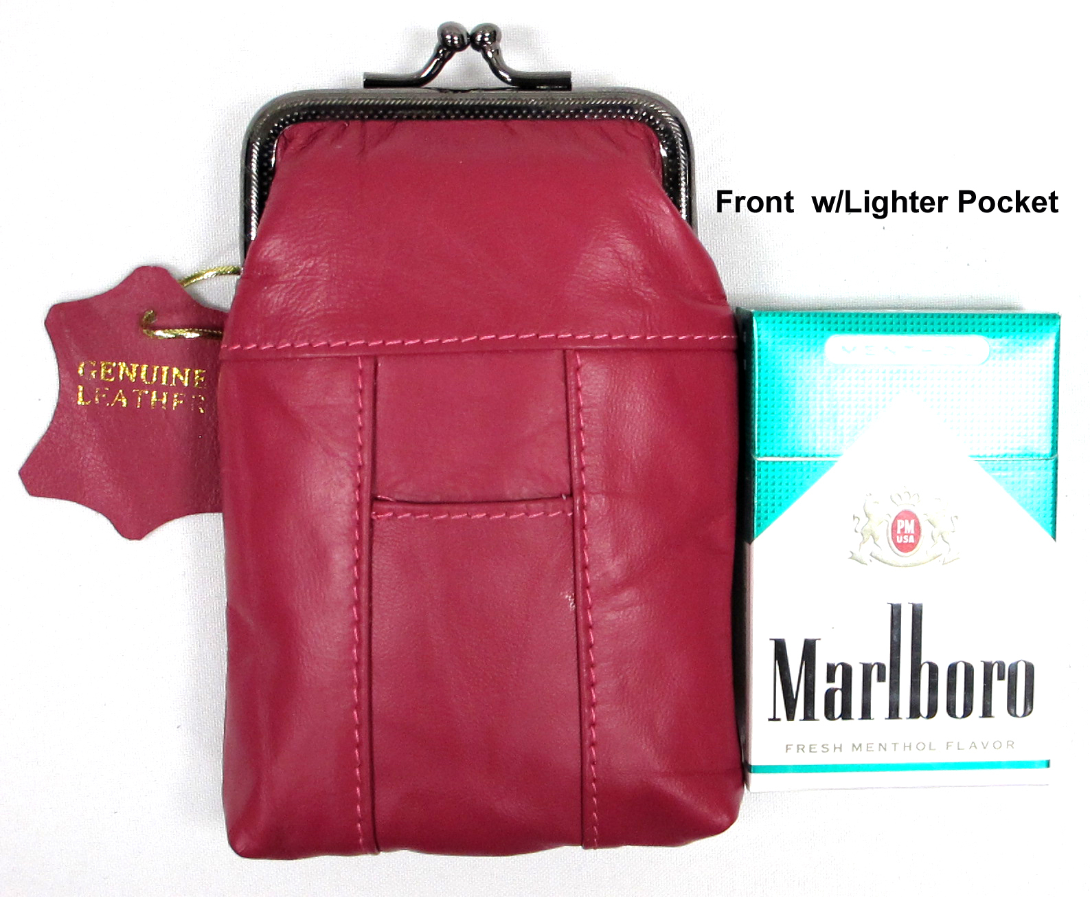 Soft Leather Cigarette Case Snap Top Closure Lighter Pocket Fit 100s 84s 4 Color