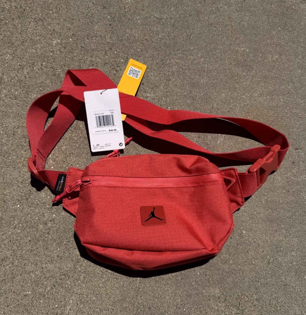 Nike Air Jordan Cordura Franchise 2 Pocket Cross Body Bag Gym Red Black NEW