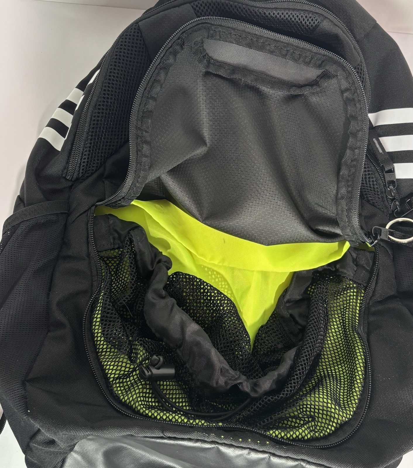 Adidas Backpack Black/White Green Wipe Clean Interior