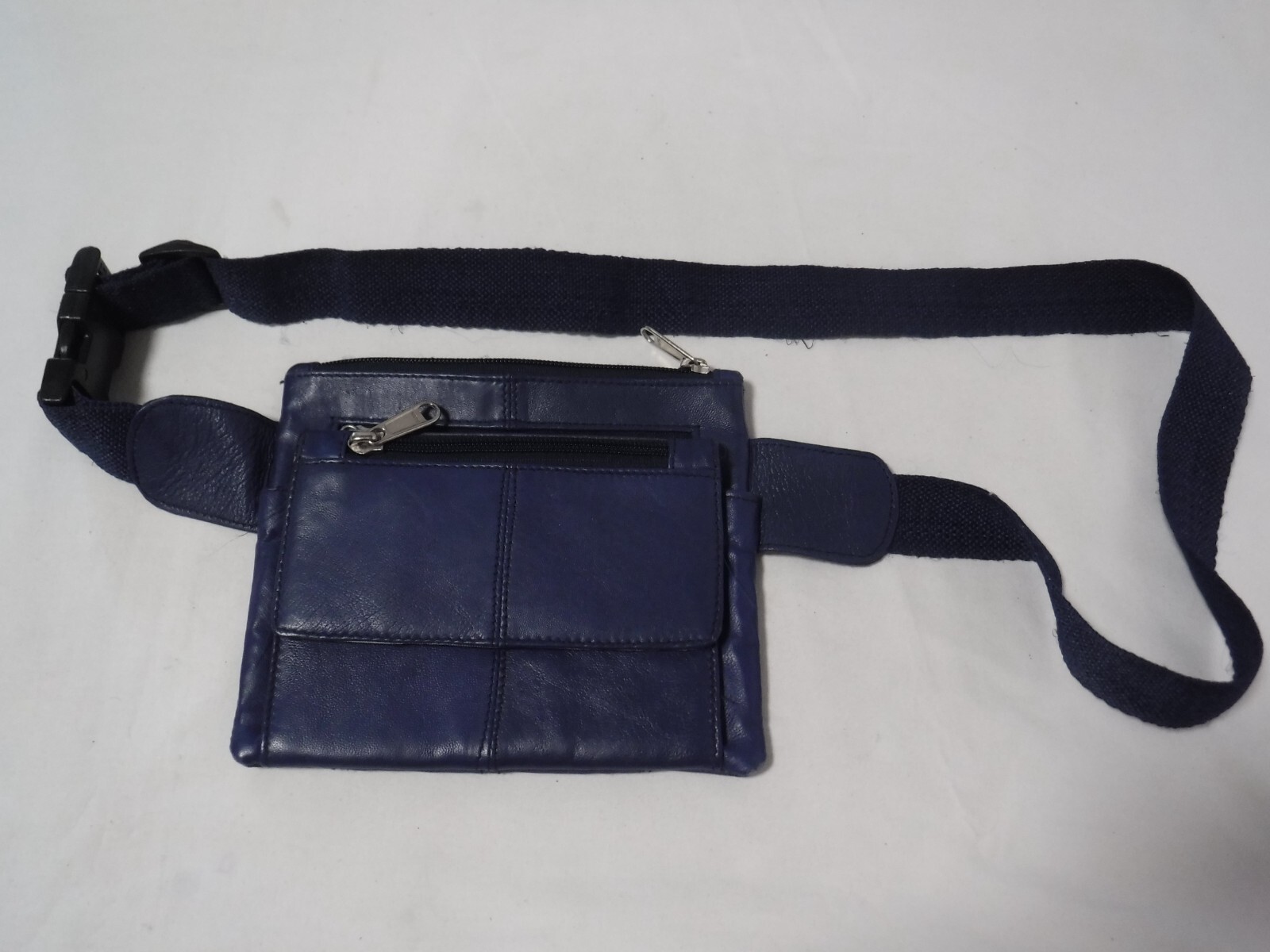 GA7 VTG Women’s Men’s Blue Patchwork Leather Waist Belt Fanny Pack Bag Pouch