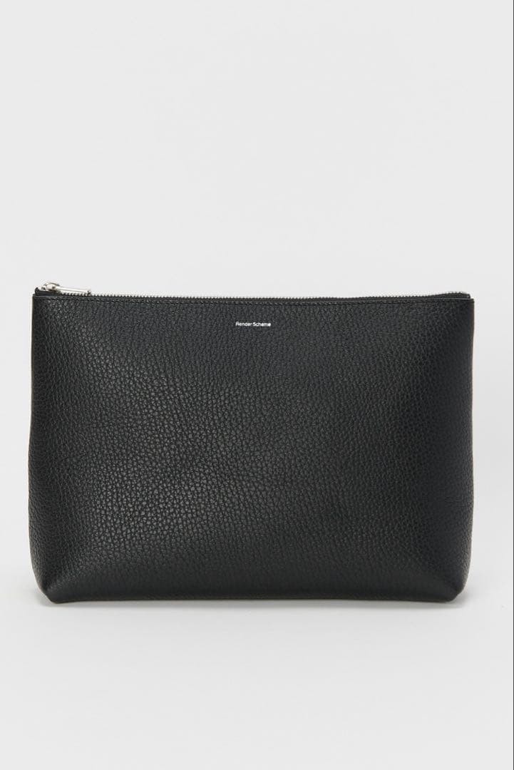Hender Scheme Leather Pouch L Black Pre-owned, Gold Zipper, 28cm x 20cm