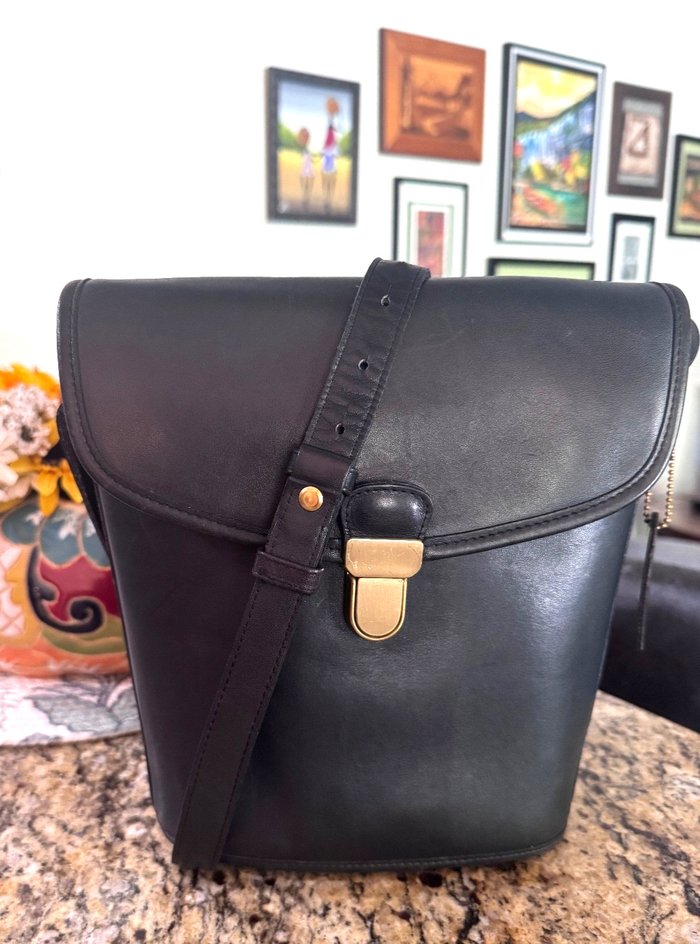 Rare COACH 9912 Navy Jackson Leather Crossbody Bag USA 1992 Excellent!
