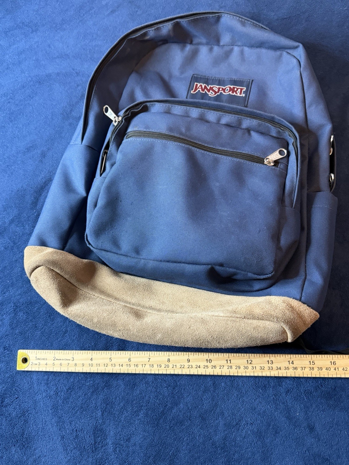 Jansport Suede Bottom Back Pack Navy Blue (See Photos)