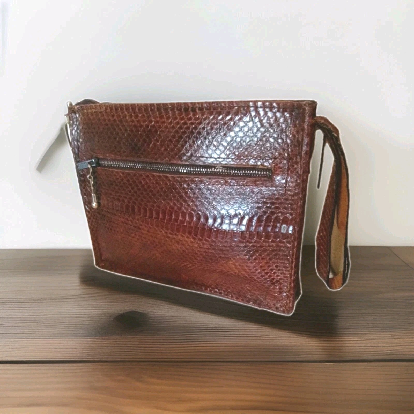 Men Brown (Real) Snakeskin Messenger Handbag bag