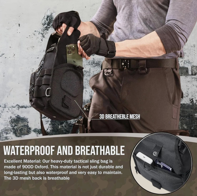 Men Outdoor Tactical Backpack Shoulder Sling Bag Chest Pack Sport Travel Hiking