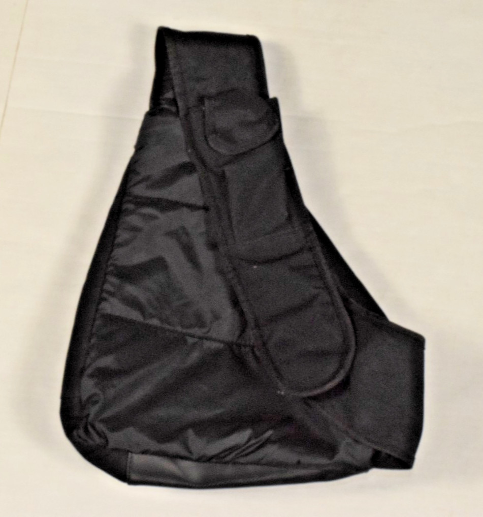 Crossbody Back Sling Backpack Simple Black Triangular 2 Pocket 14 x 14 In