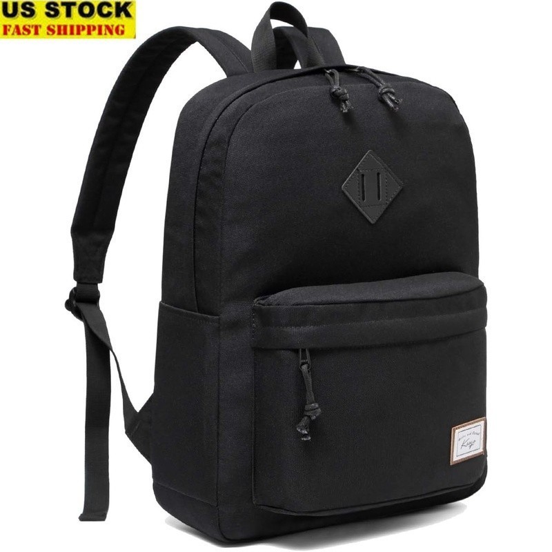 Lightweight Durable Black Backpack School Bag Water Resistant Padded Straps New