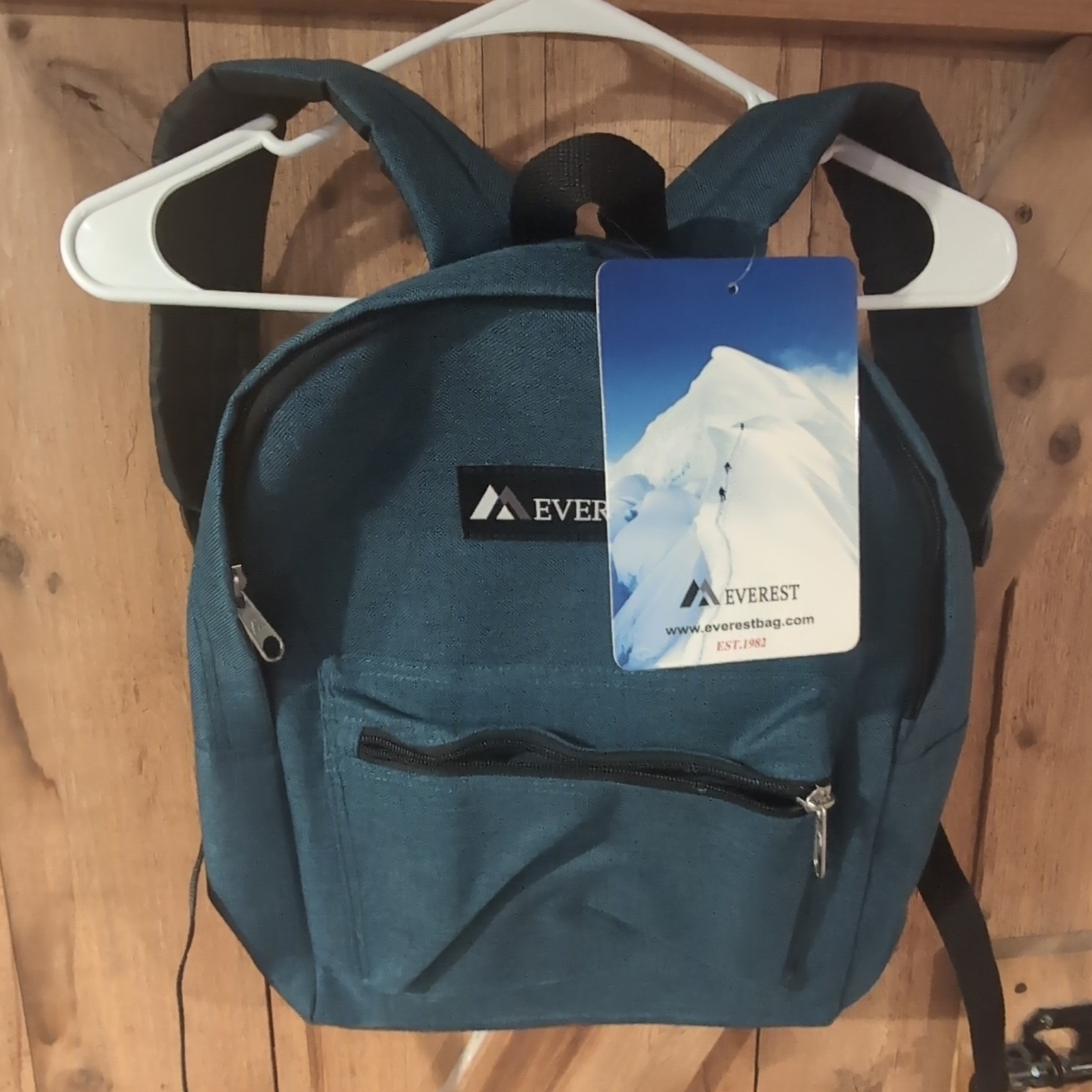 Everest Blue Backpack Daypack Zip Closure Solid with Front Zipper Pocket
