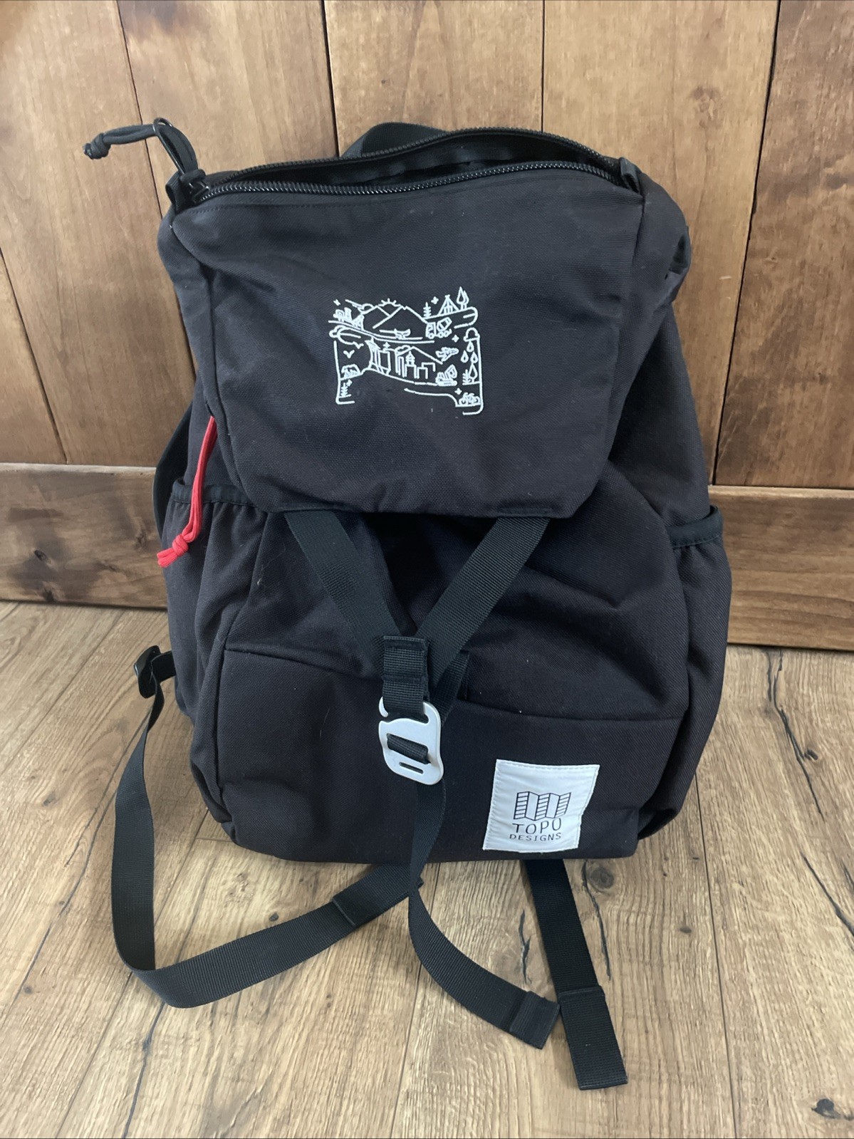 Topo Designs Y-Pack backpack Cool Seattle Embroidered Scene