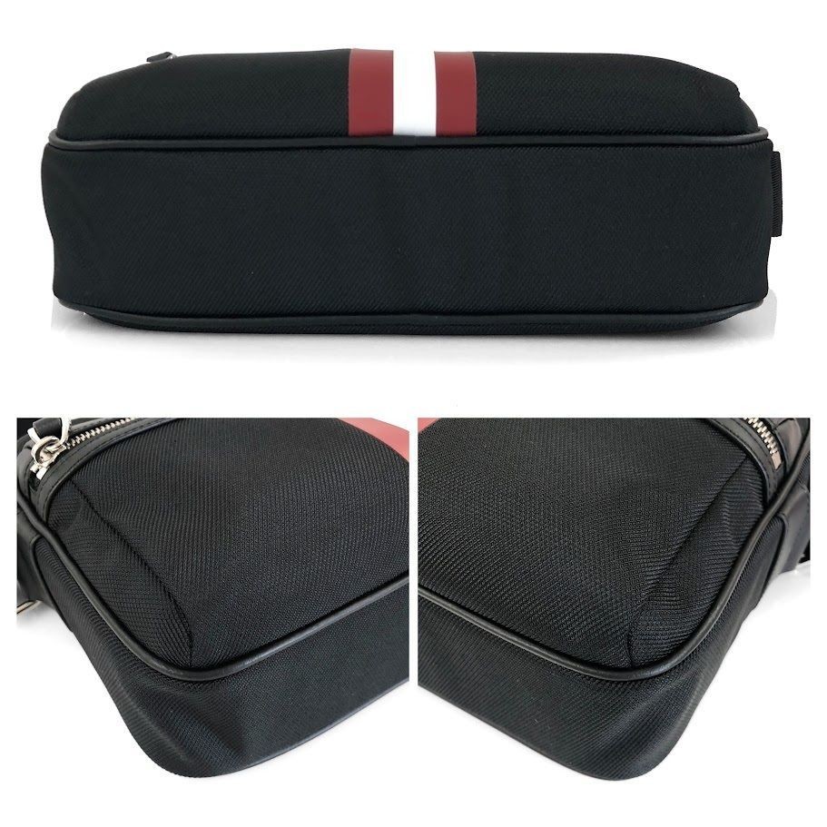 BALLY Authentic shoulder bag in nylon and leather black 18.5×26cm w/dustbag