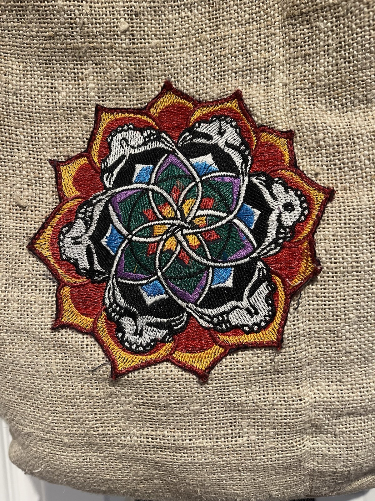 Himalayan HEMP Backpack Grateful Dead Mandala Patch 100% Natural Deadhead BOHO