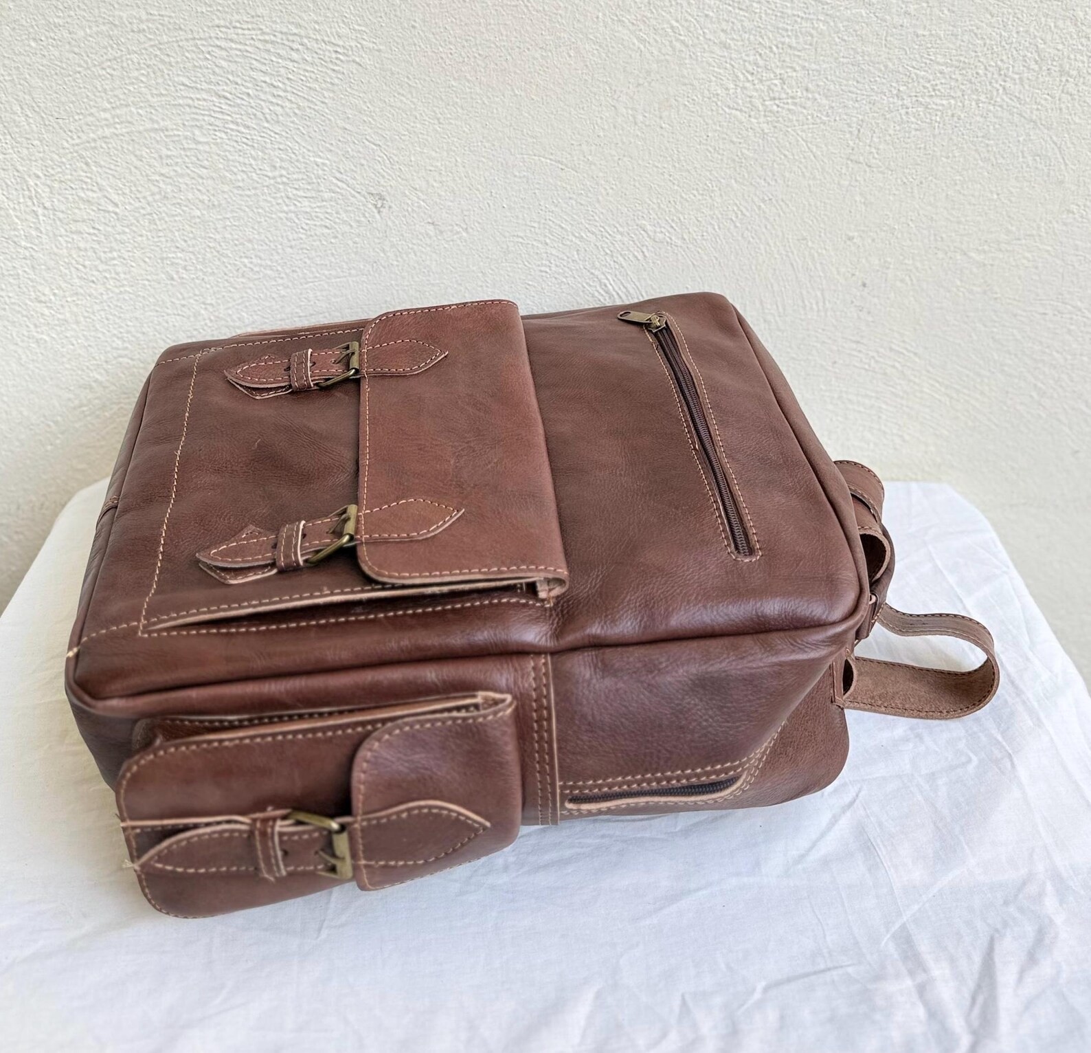 Handcrafted Genuine Leather Backpack – Brown Color | 45 × 33 cm | Handmade