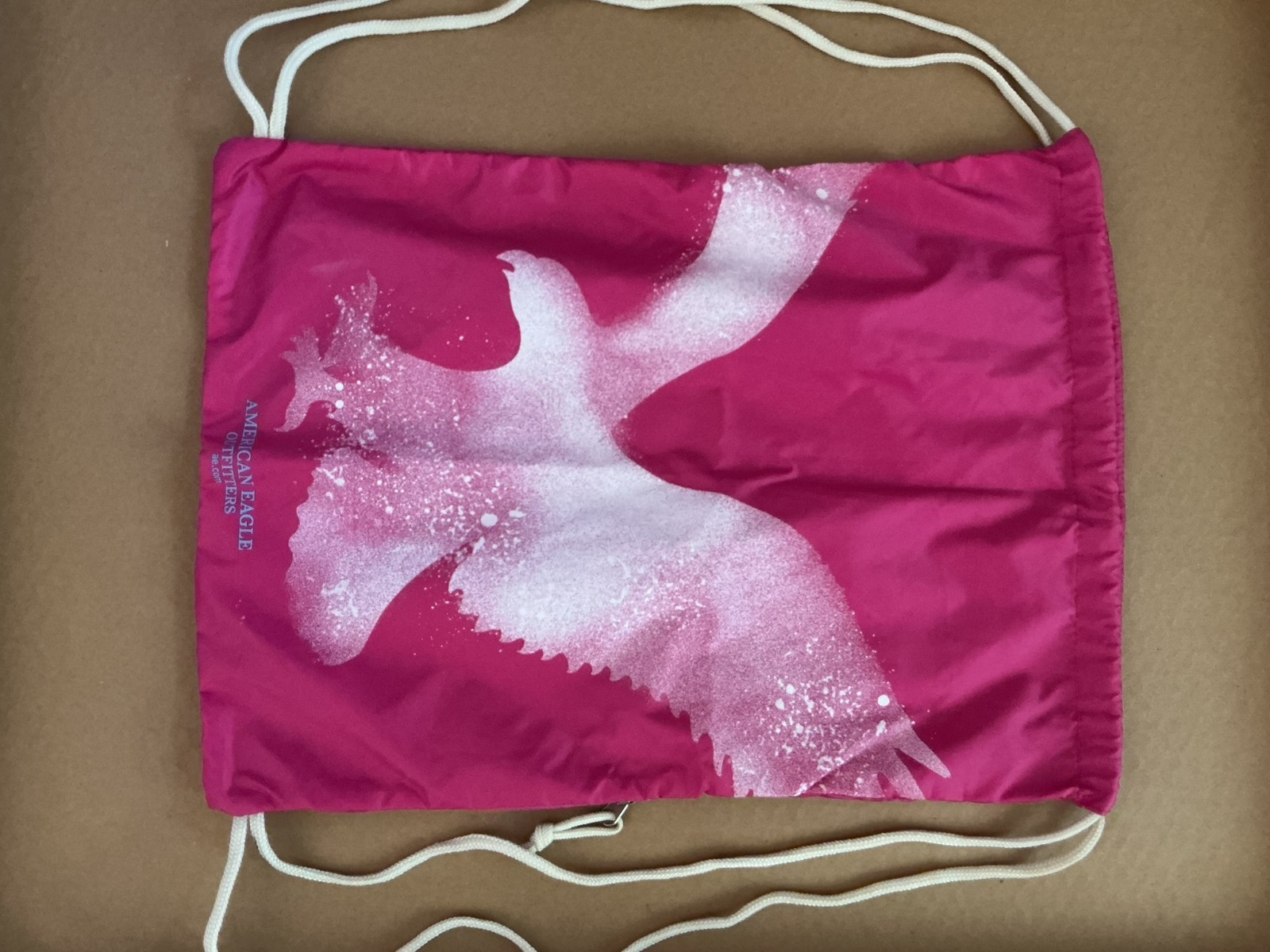 American Eagle Outfitters Pink White Eagle Logo Drawstring Cinch Sack Backpack