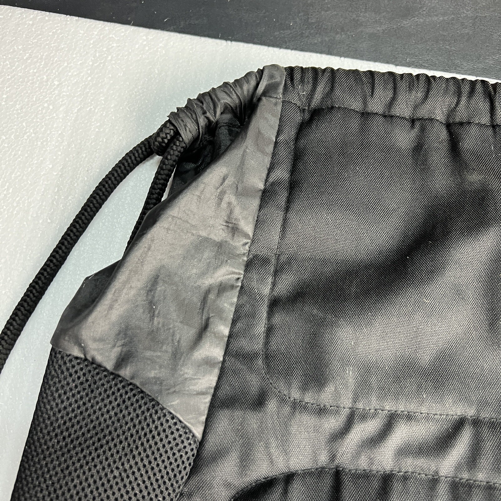 Adidas Drawstring Back Pack Black 3 Stripes Pocket Heavy Duty
