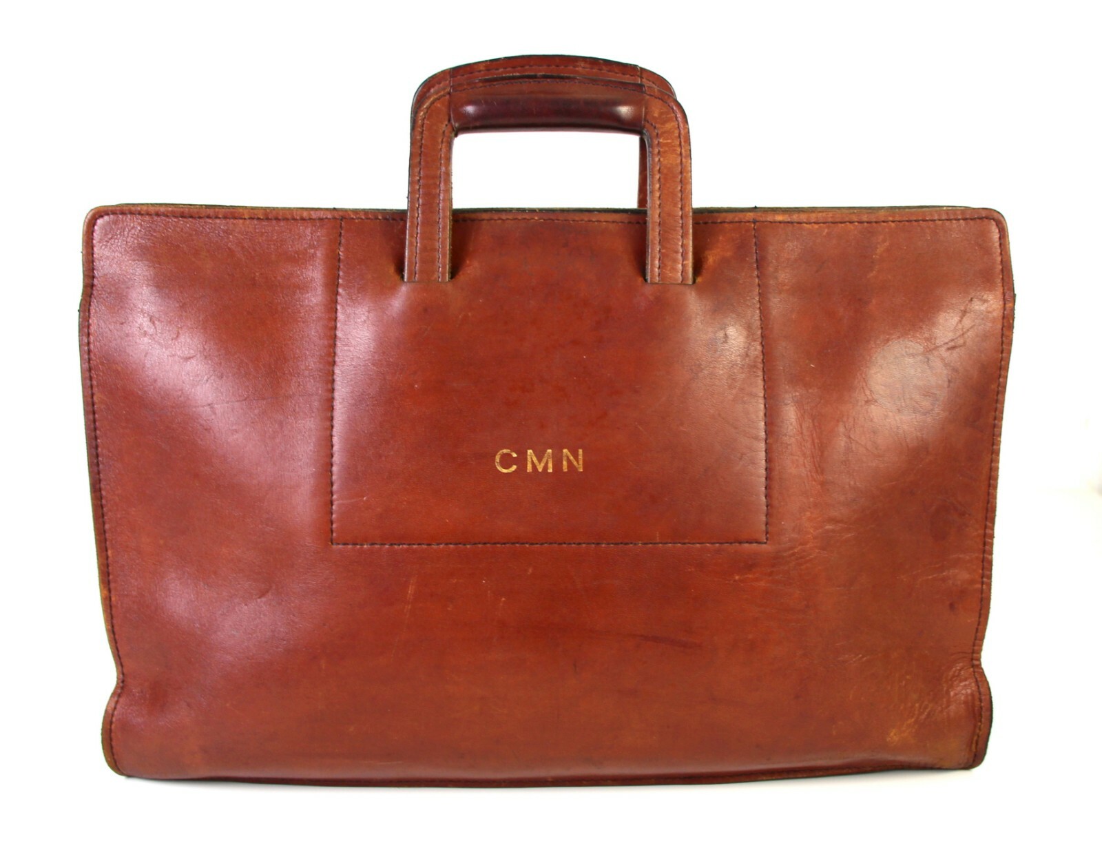 VTG Schlesinger BROWN GENUINE LEATHER LAPTOP HIDING TOP HANDLES PAPER ORGANIZER