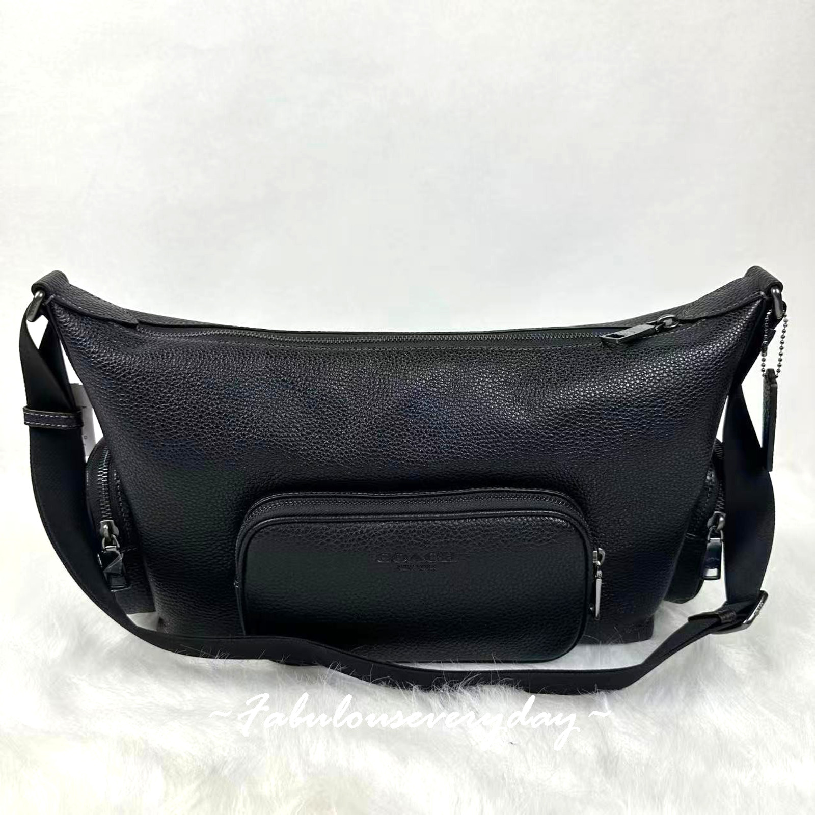 Coach Men’s Finn Crossbody Bag With Pockets In Leather/Silver/Black CCG15 NWT