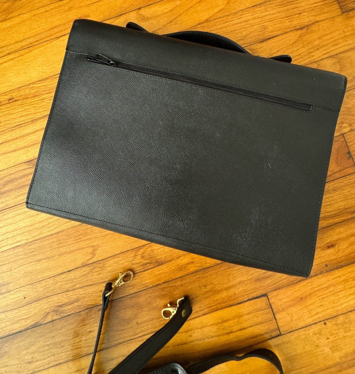 Le Tanneur Locking Leather Briefcase with Key Made in France Pebble Finish