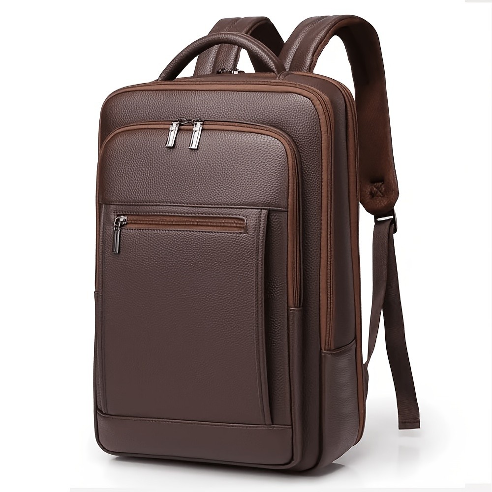 US Business Mens Leather School Backpack 16″ Laptop Travel Waterproof Bag A