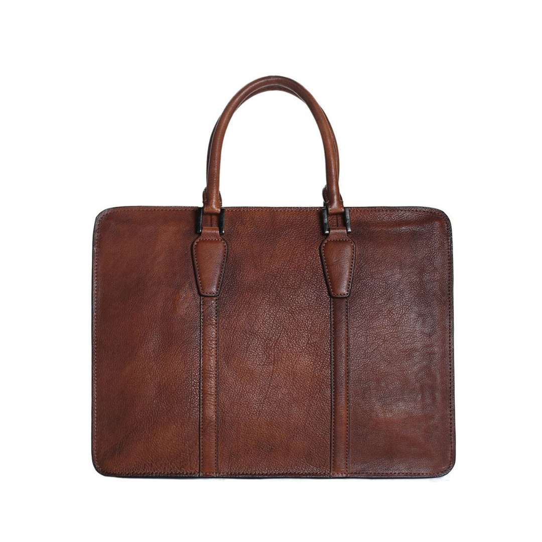 Handmade Retro Full Grain Leather Men’s Satchel, Briefcase, Handbag