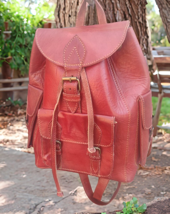 50% Off Moroccan leather Backpack , Handmade Leather Backpack 13 x 10 x 6