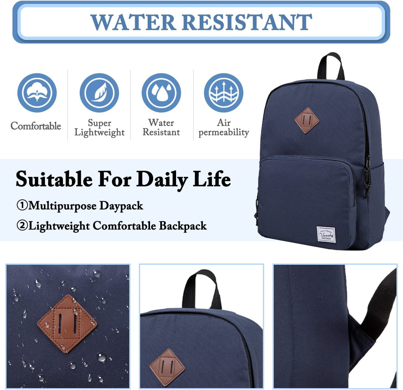Ultra Lightweight School Backpack for Men Women Bookbag for Kids Boys Girls Navy