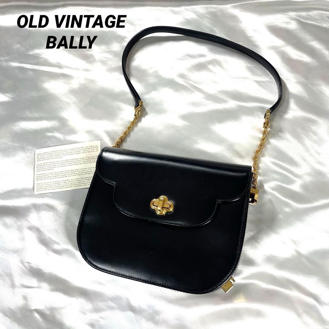 Authentic Bally Leather Shoulder Bag Black 6.5in Compact Vintage Purse