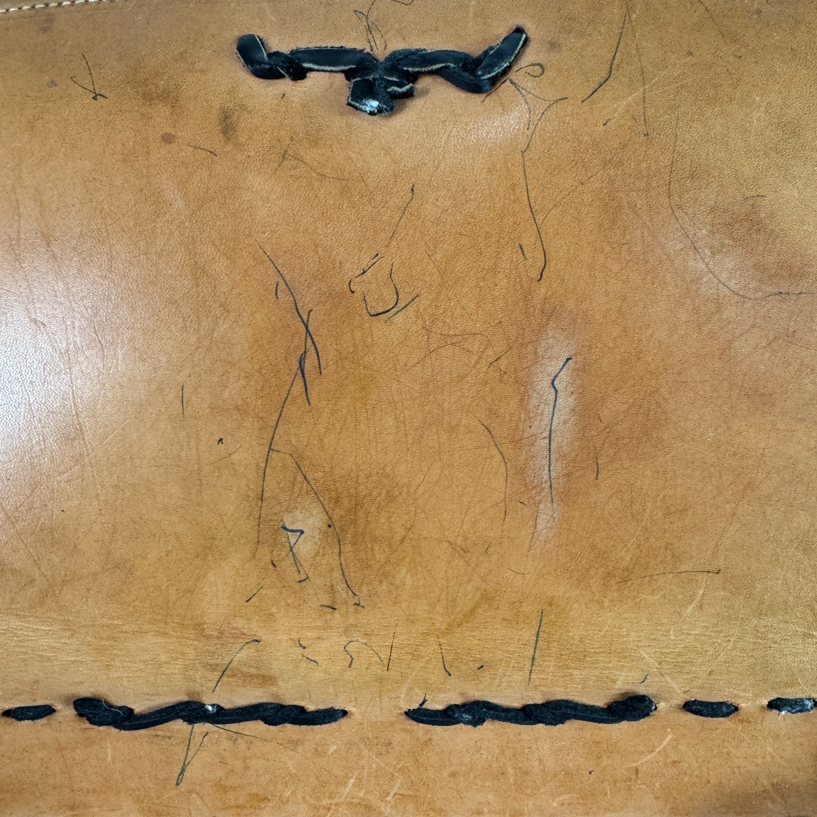 Vintage Cuendet Studio Handcrafted Briefcase Bag Leather Cowhide Bubinga Wood