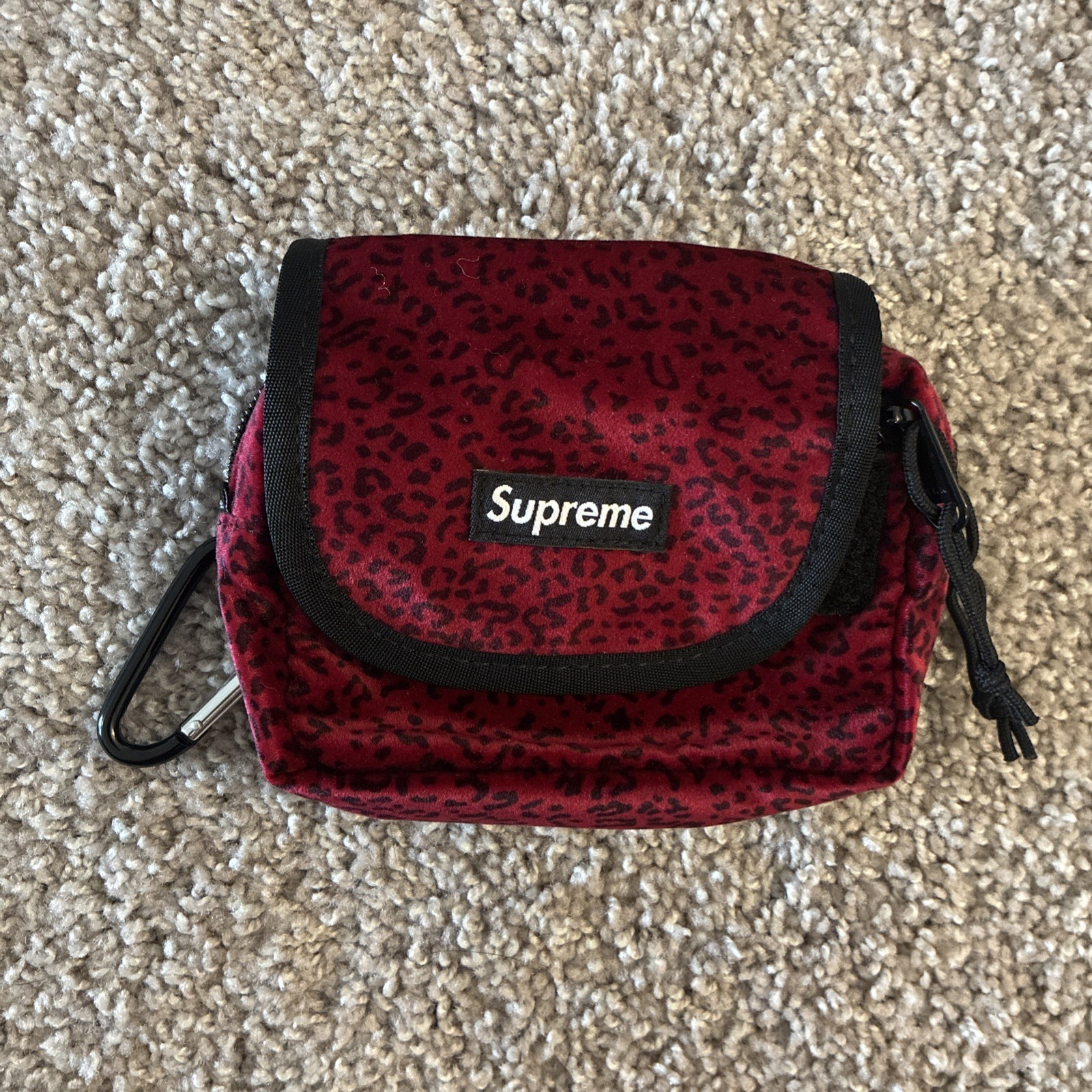 Supreme Velvet Mini Pouch Bag Red Leopard FW25 Supreme New York 2025 Brand New