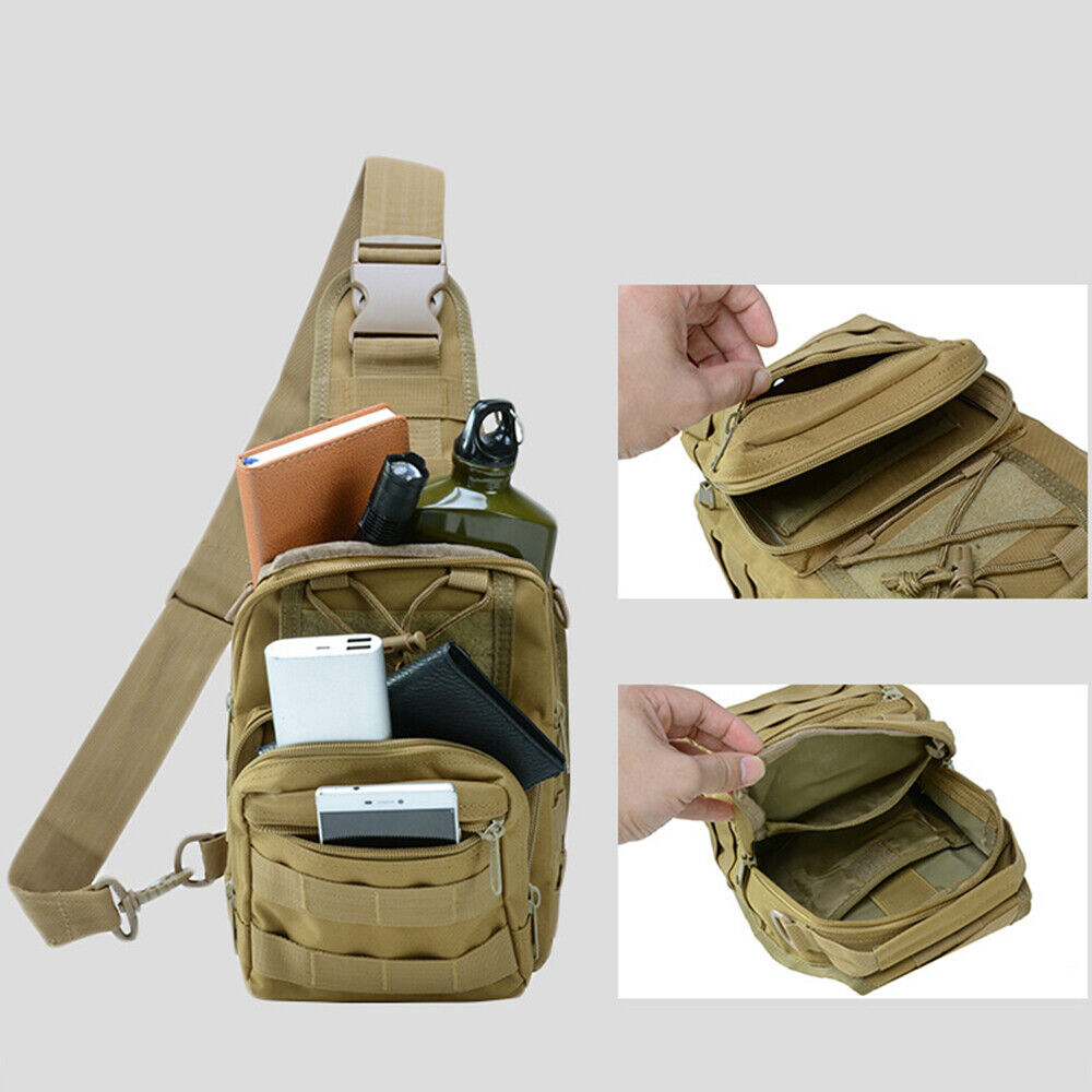 Mens Backpack Tactical Sling Shoulder Bag Molle Travel Chest Pack Outdoor Hiking