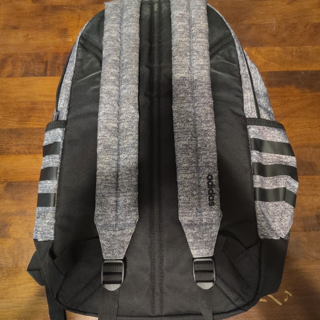 Adidas Core Backpack Classic 3 Stripe Tech Friendly Gray & Black
