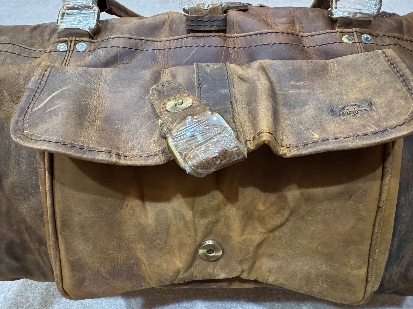 Sam’s Buffalo 20” Retro Leather Duffel Bag, Recondite Sepia**FAST FREE SHIP**