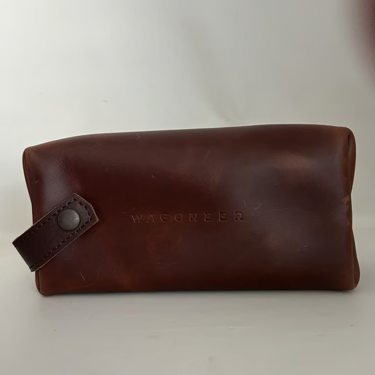 Rustico Wagoneer Leather Toiletry Bag Dopp Kit Brown Jeep Travel Case Made in