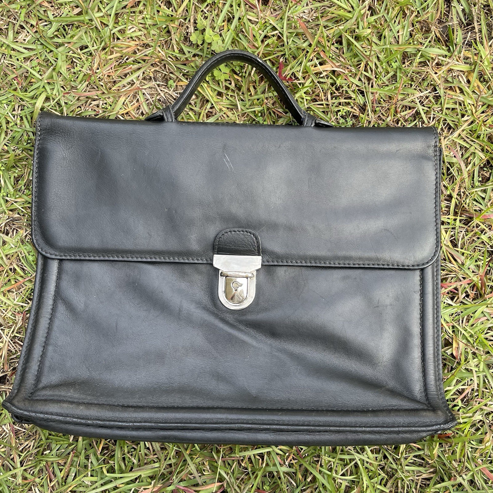 Vintage Cole Haan Collection Briefcase Leather Tuck Lock Style Latch No Key