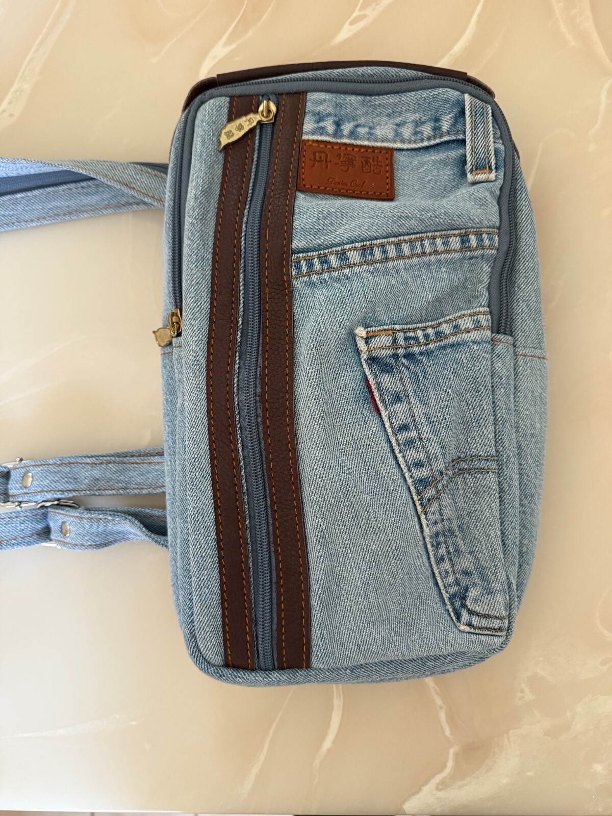 Brand New handmade two-way denim crossbody bag/backpack Made in Taiwan