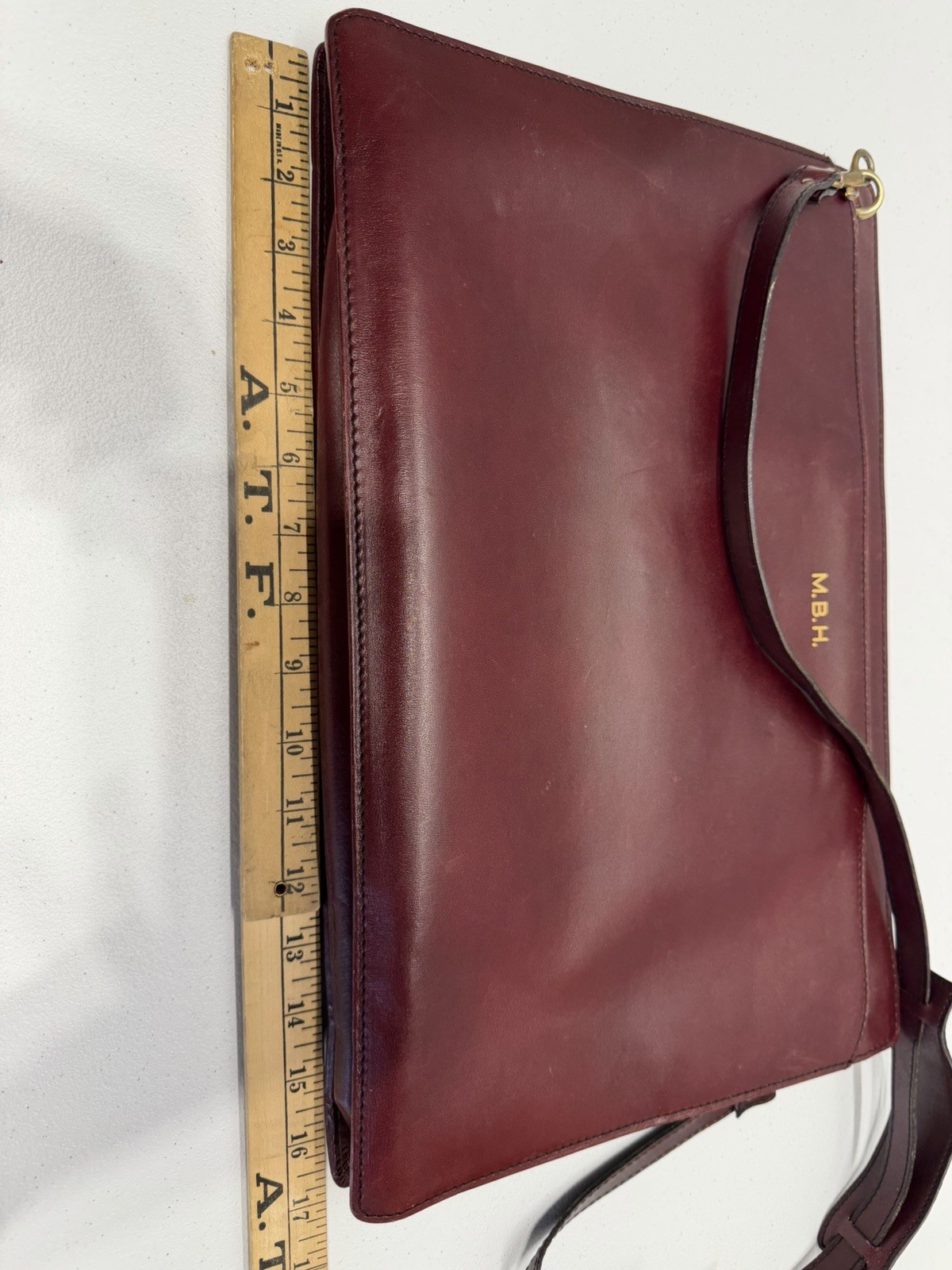 T Anthony Leather Briefcase Retractable Handles West Germany Embossed Initials