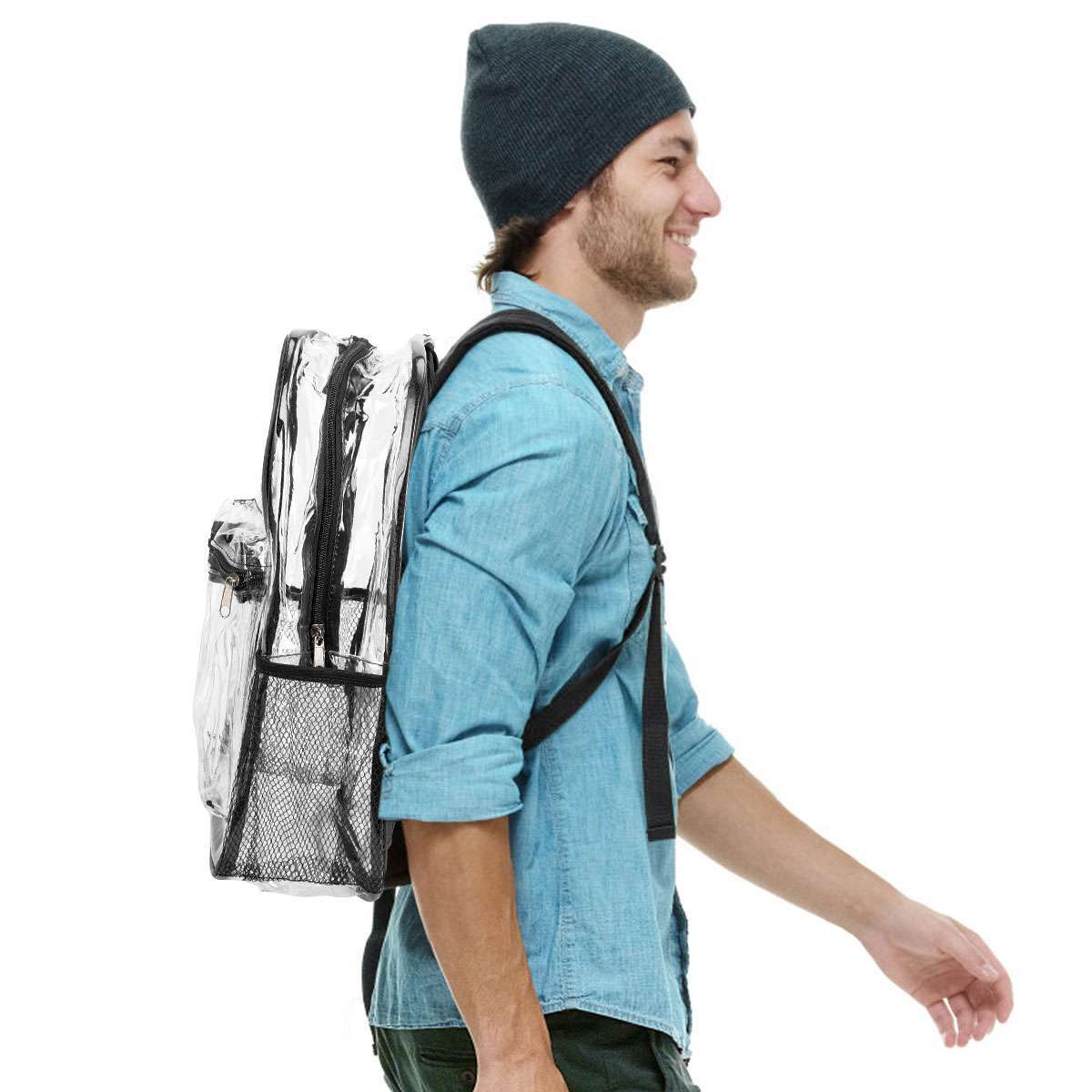 Clear Backpack Transparent See Through School Security Heavy Duty Bookbag Tote