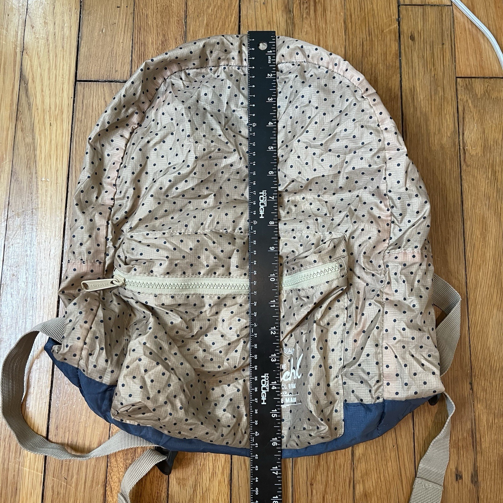 Herschel Supply Co. Packable Daypack Nylon Backpack Tan Polka Dot School Hiking