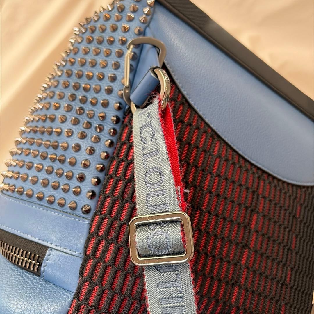 Christian Louboutin Explorafunk Authentic Backpack Shoulder Bag Blue Studs Japan