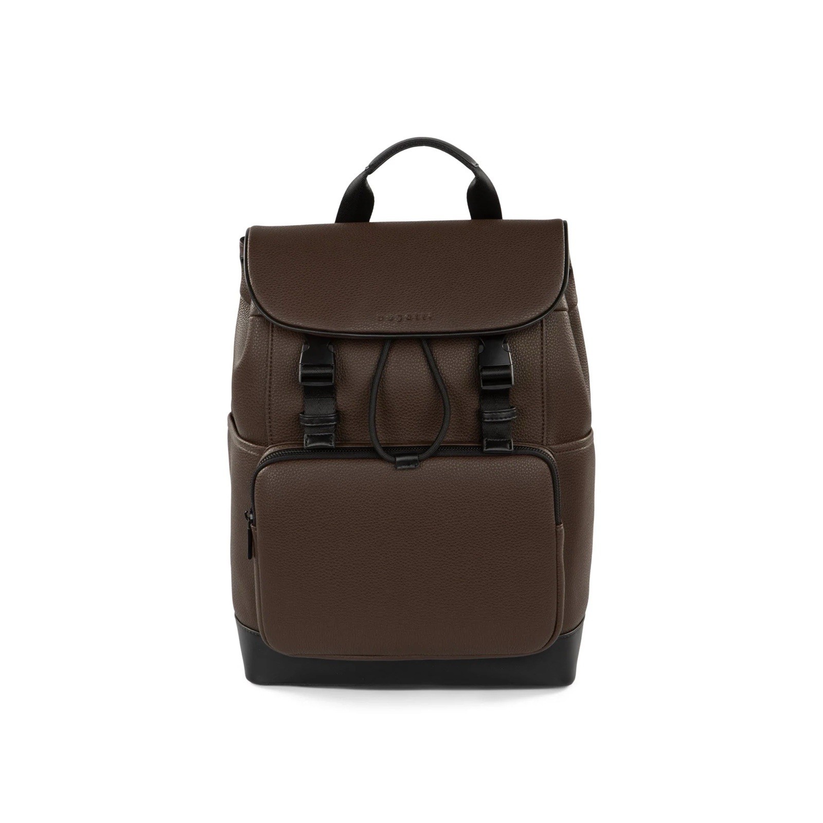 Bugatti Brown Backpack for Men Buckle Drawstring Laptop Sleeve Pocket