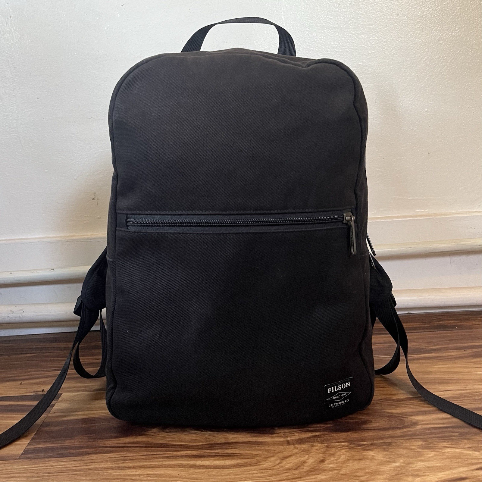 Filson Rugged Twill Bandera Backpack | Black Discontinued 22L Bag Made in USA VG