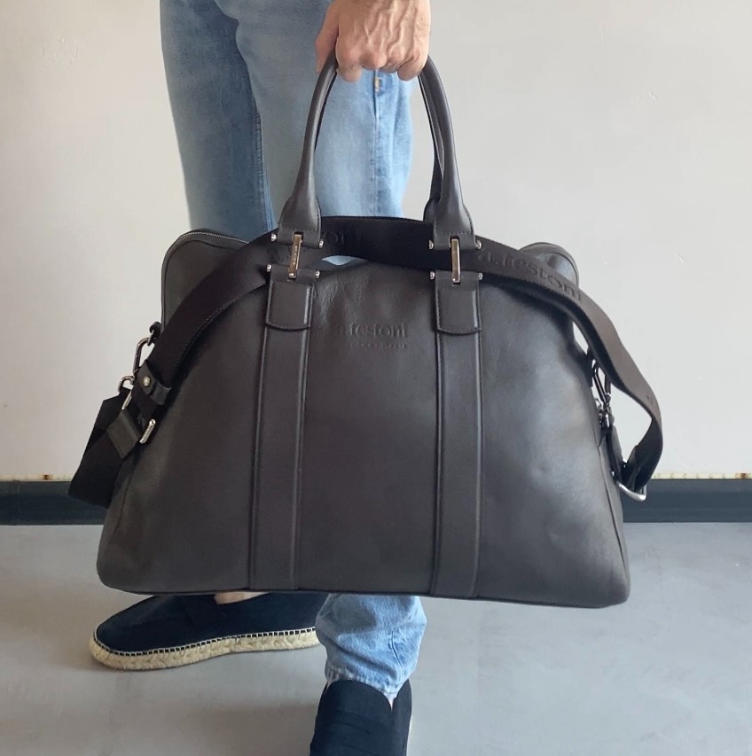 New Leather Testoni Brown Weekender Bag Italian Luxury Travel Duffel NWT